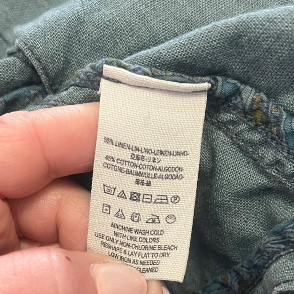 FREE PEOPLE Women's Blueish Green Linen Blend Moto Jacket Medium | EUC - Picture 8 of 8